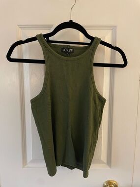 J. Crew Olive Ribbed High-Neck Tank